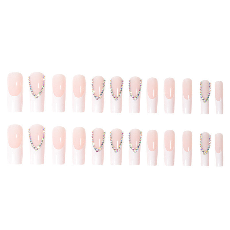 Artificial nail set with glamorous rhinestones and elegant tip decorations Bowlift