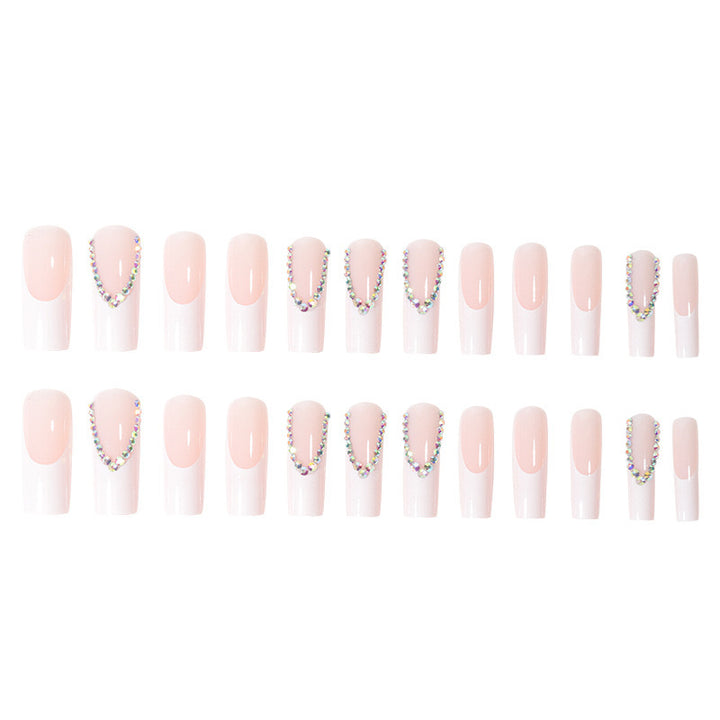 Artificial nail set with glamorous rhinestones and elegant tip decorations Bowlift