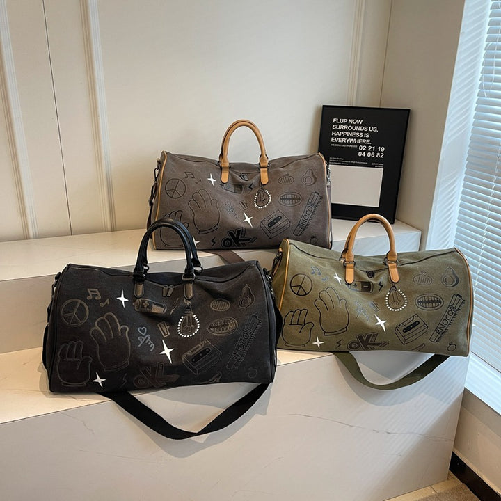 Travel bag with unique gray faux leather design Bowlift