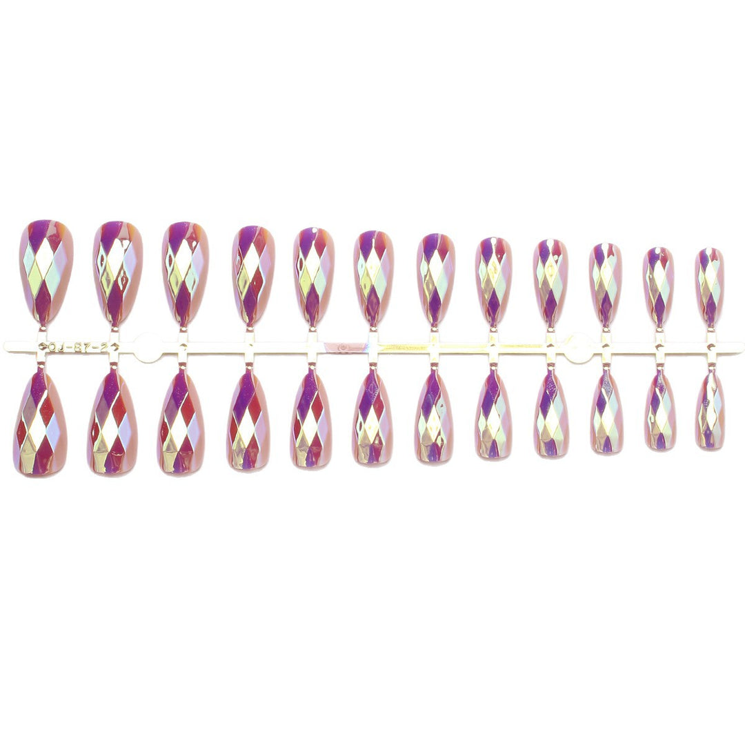 Diamond-Shaped Press-On Nail Set Bowlift