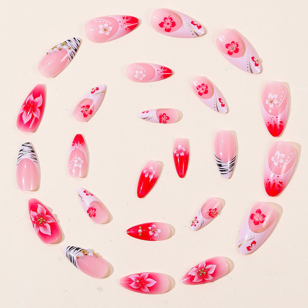Exotic Floral 3D Stiletto Nail Art Bowlift