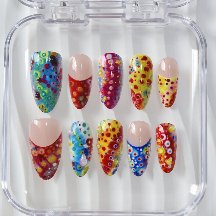 Colorful Artistic Press-On Nail Set Bowlift