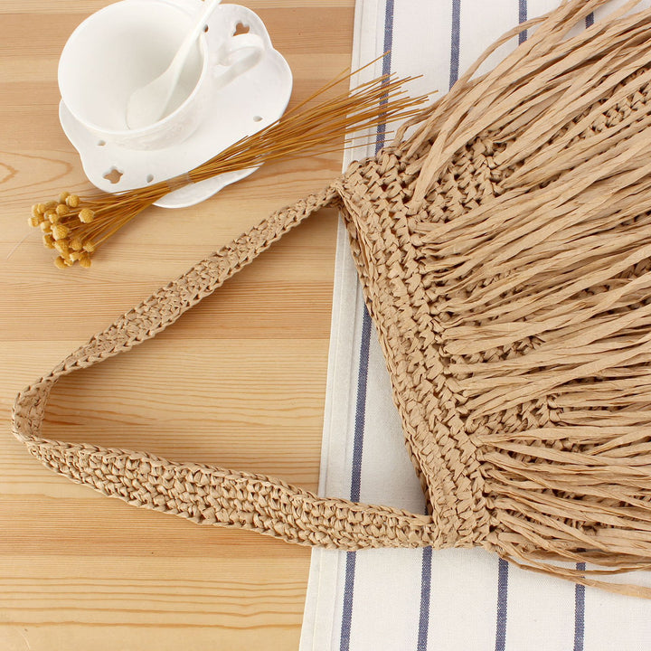 Trendy Straw Bag with Fringed Design Bowlift