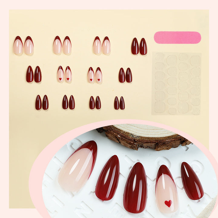 Artificial nail set with romantic heart motifs Bowlift
