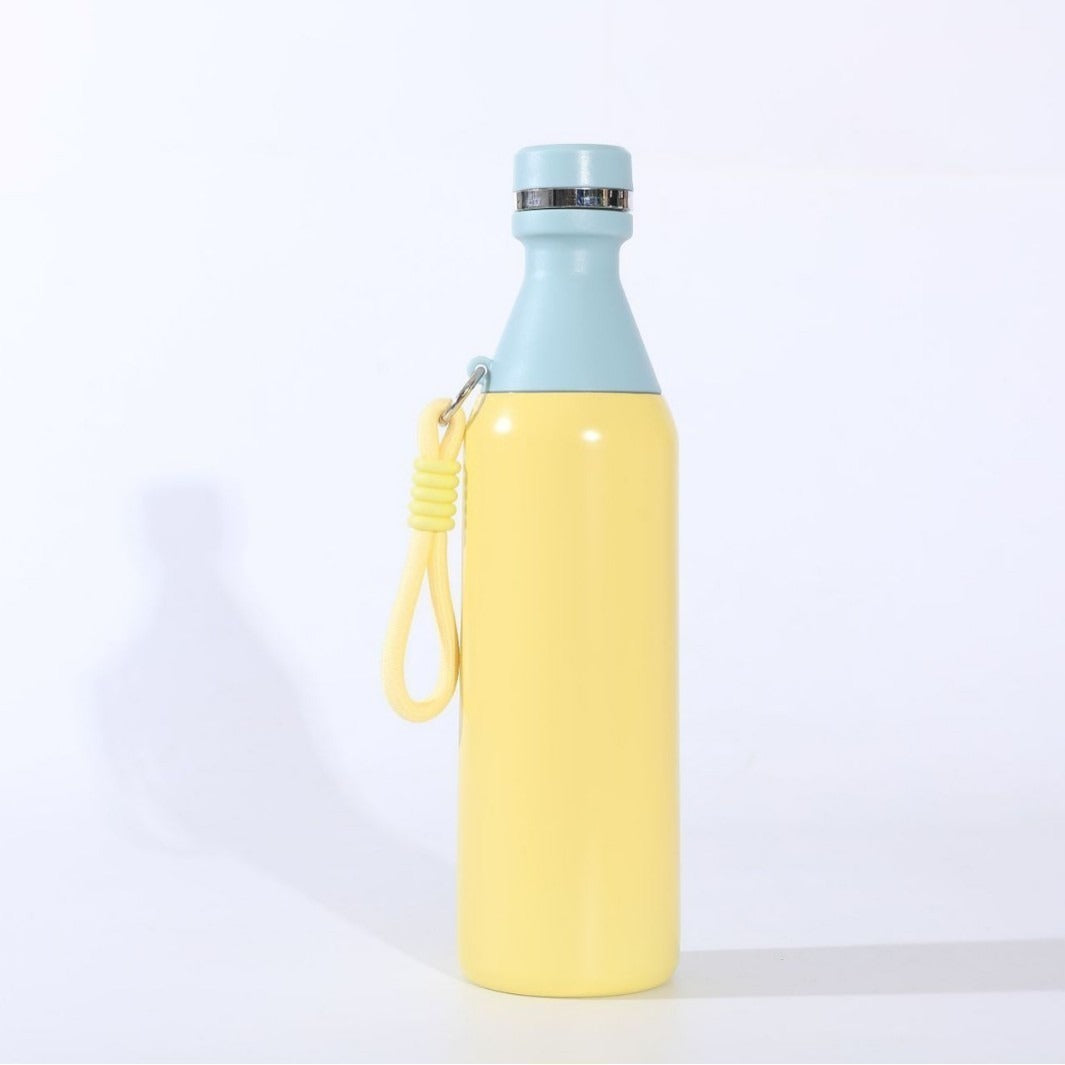 Ladies insulated stainless steel drinking bottle with practical carrying handle Bowlift