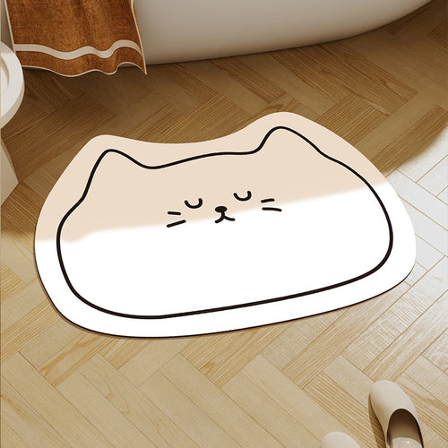 Cute Cat-Shaped Plush Bath Rug