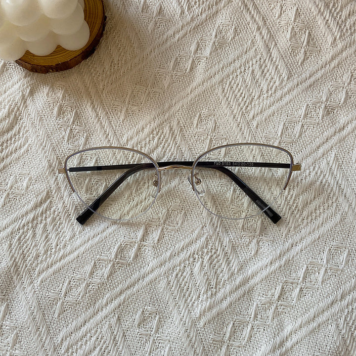 Fashionable Cat-Eye Sunglasses with Fine Metal Frame Bowlift