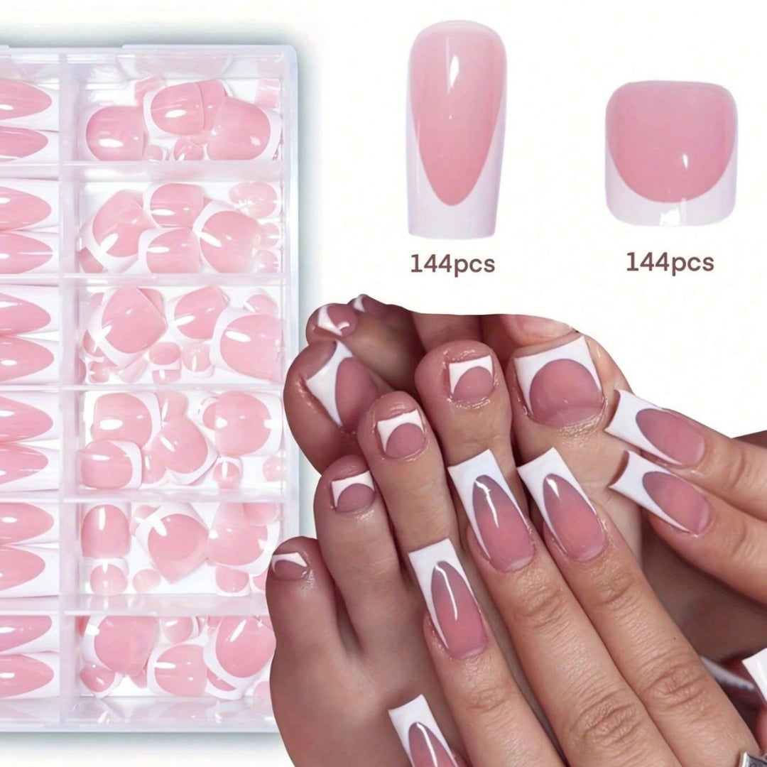 Premium French Tip Press-On Nail Set Bowlift