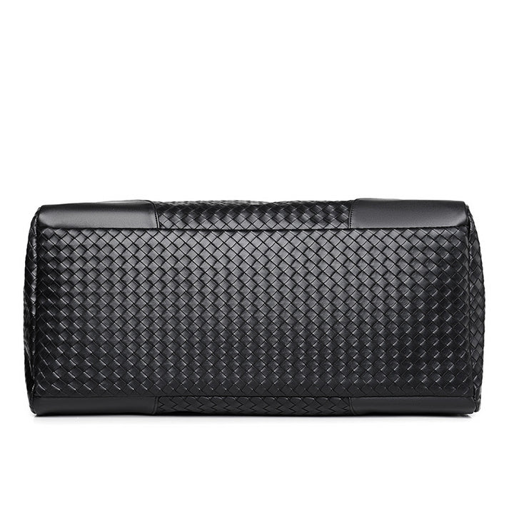 Woven Leather Weekender Duffel Bag Bowlift