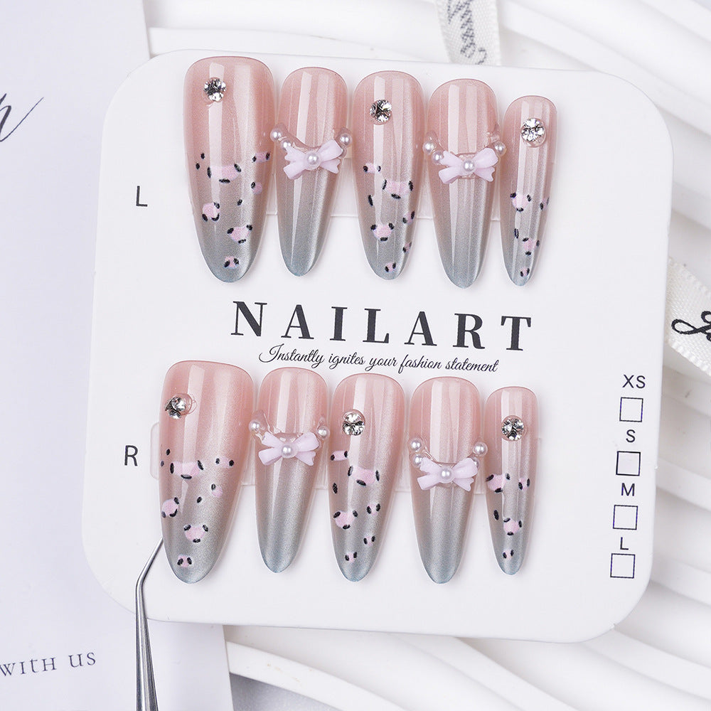 Artistic Press-On Nail Set with Cute Character Designs Bowlift