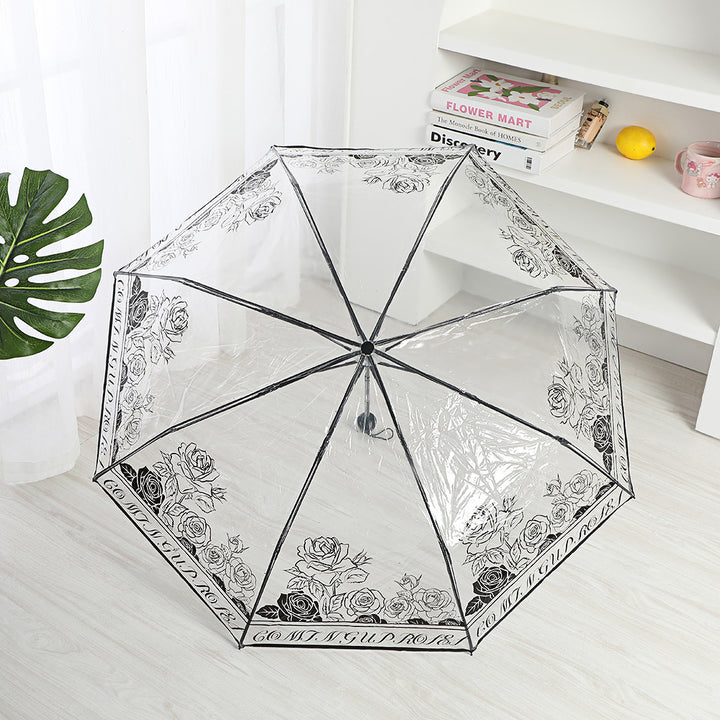Ladies elegant transparent umbrella with romantic design Bowlift