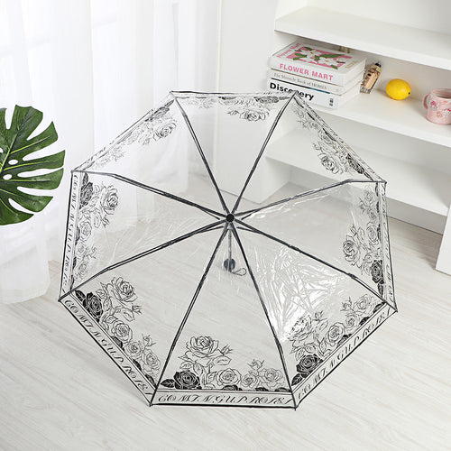 Ladies elegant transparent umbrella with romantic design Bowlift