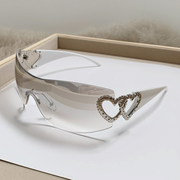 Ladies Designer Sunglasses with Luxurious Heart Accent Bowlift