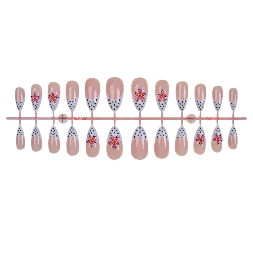 Decorative Floral-Accent Press-On Nail Set Bowlift