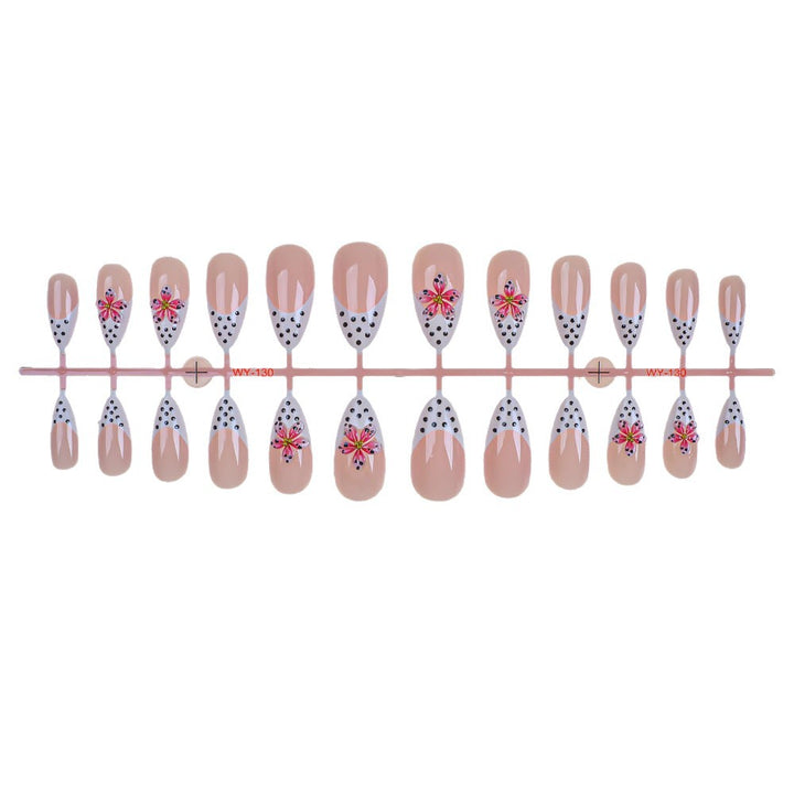 Decorative Floral-Accent Press-On Nail Set Bowlift