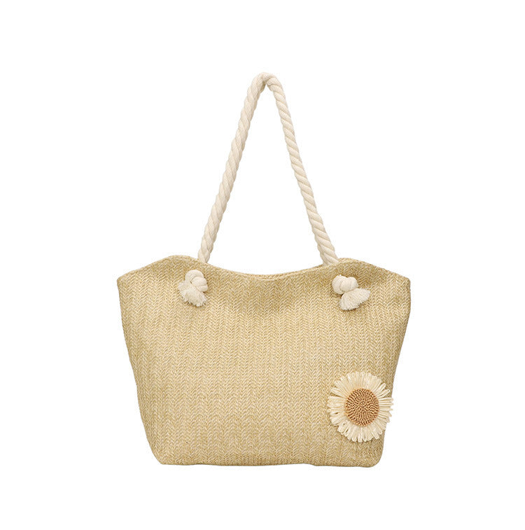 Decorative Floral Embellished Beach Tote Bag Bowlift