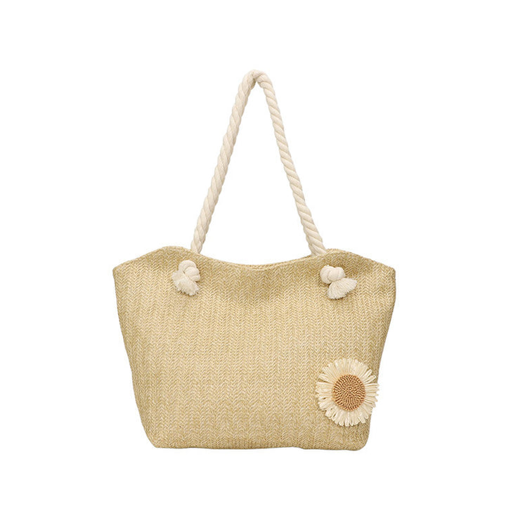 Decorative Floral Embellished Beach Tote Bag Bowlift