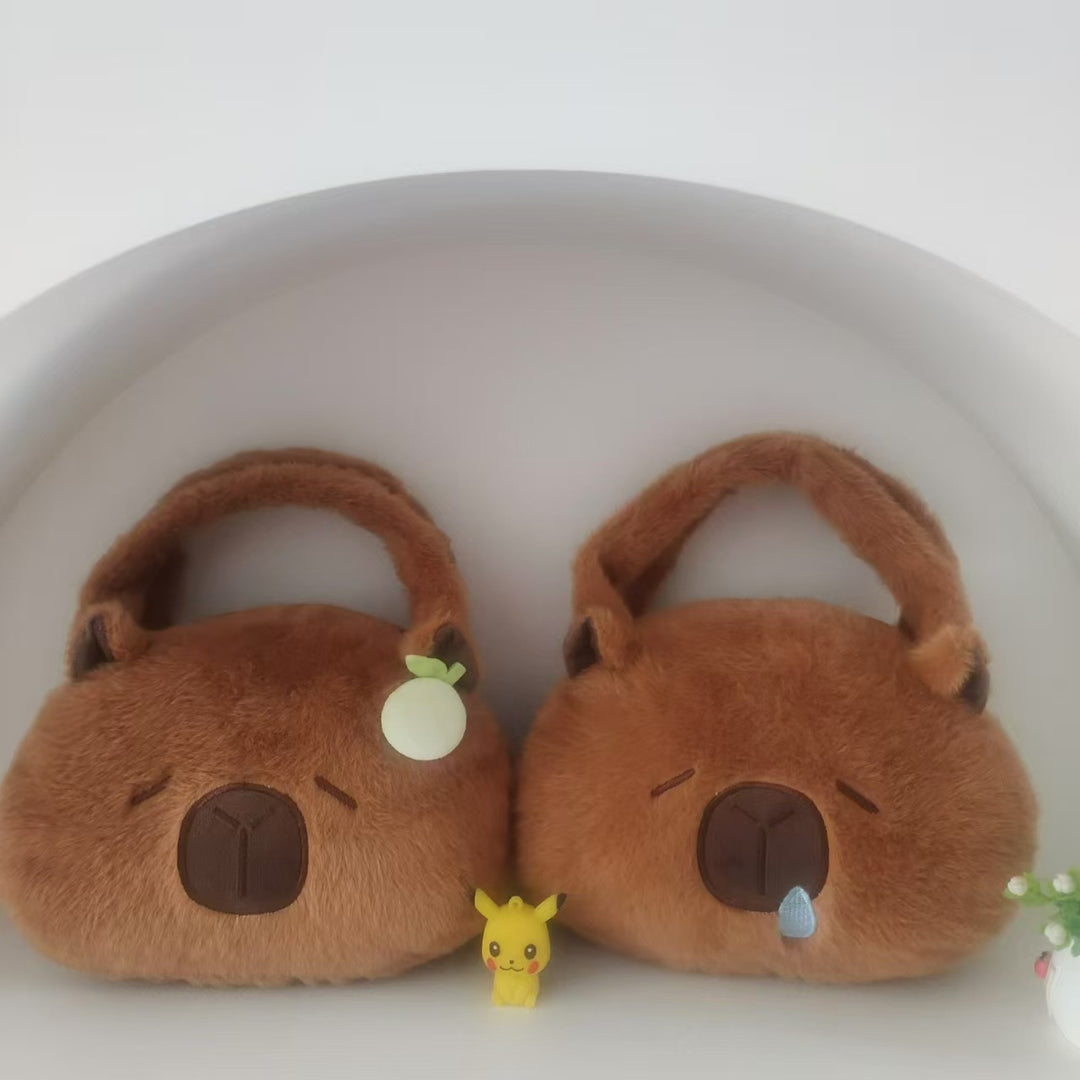 Plush Shoulder Bag with Cute Animal Motif Bowlift