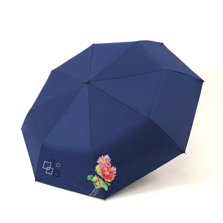 Women’s Folding Umbrella with Elegant Floral Design Bowlift