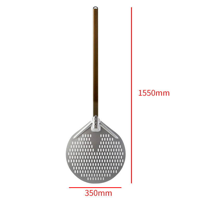 long wooden handled round aluminum pizza peel with reinforced neck Bowlift