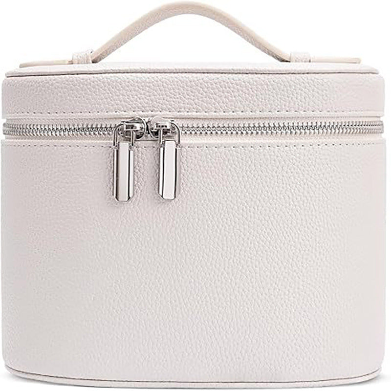 Cosmetic bag with practical carrying handle and double zipper Bowlift
