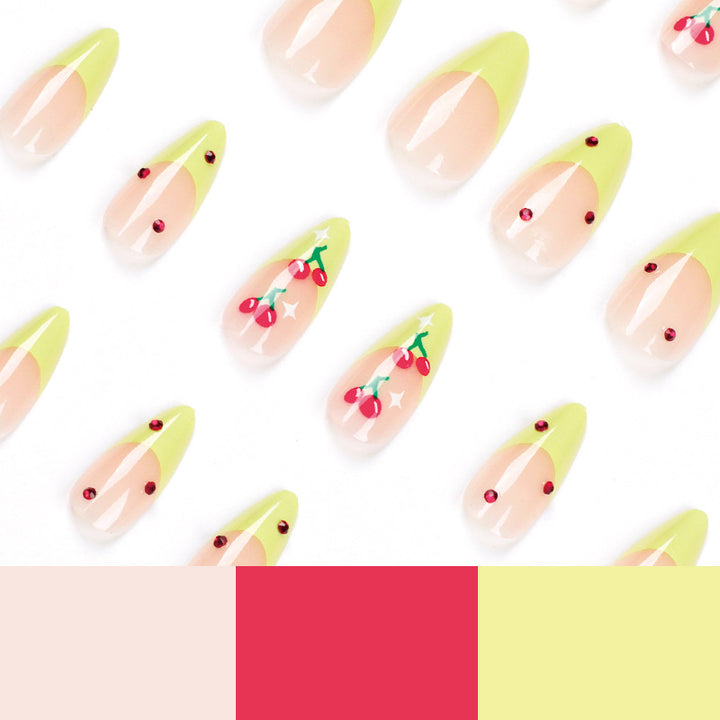 Artful Press-On Nails with Fruity Design Bowlift