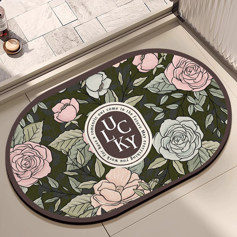 Oval Floral Bath Mat Bowlift