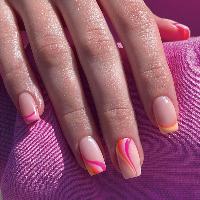 Artistic Nail Art in Modern Wave Design Bowlift