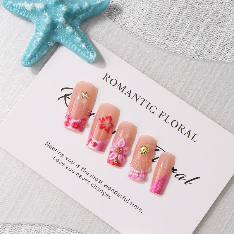 Romantic Floral Press-On Nail Design Bowlift
