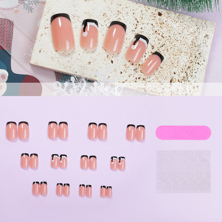 Glossy French Tip Press-On Nail Set Bowlift