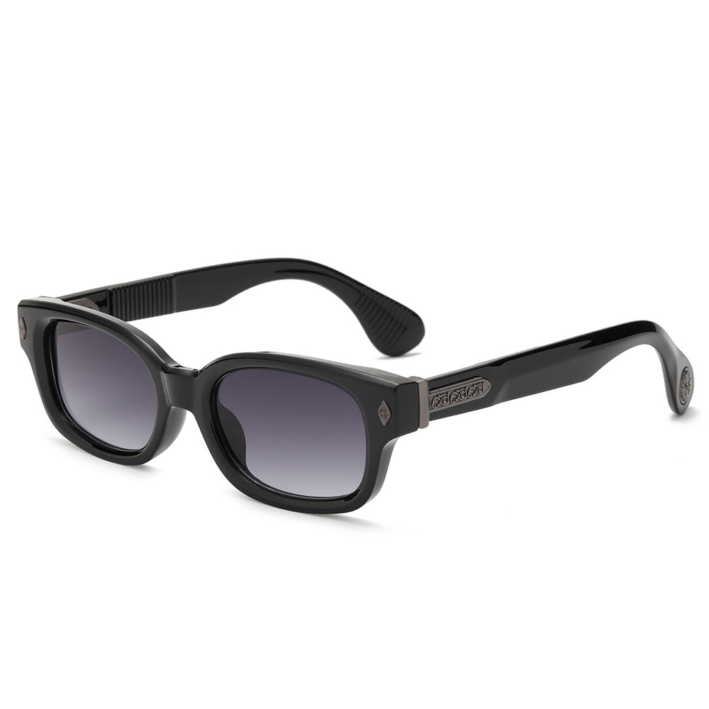 Retro Rectangular Polarized Acetate Sunglasses with Embossed Temples Bowlift