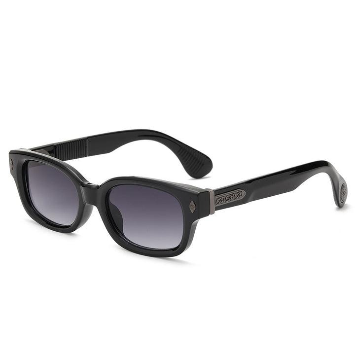 Retro Rectangular Polarized Acetate Sunglasses with Embossed Temples Bowlift