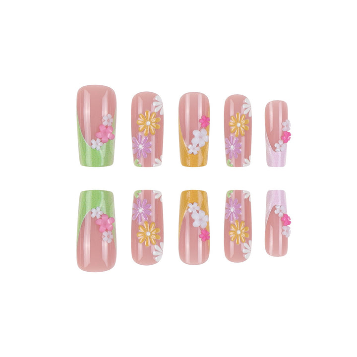 Floral Decorative Press-On Nails Bowlift