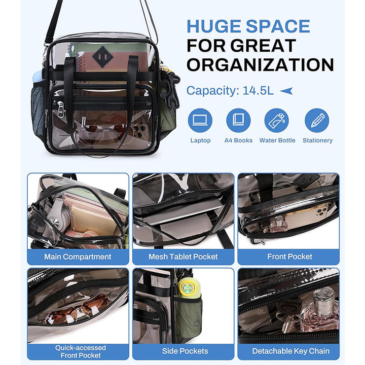 Transparent Tote Bag with Additional Compartments Bowlift