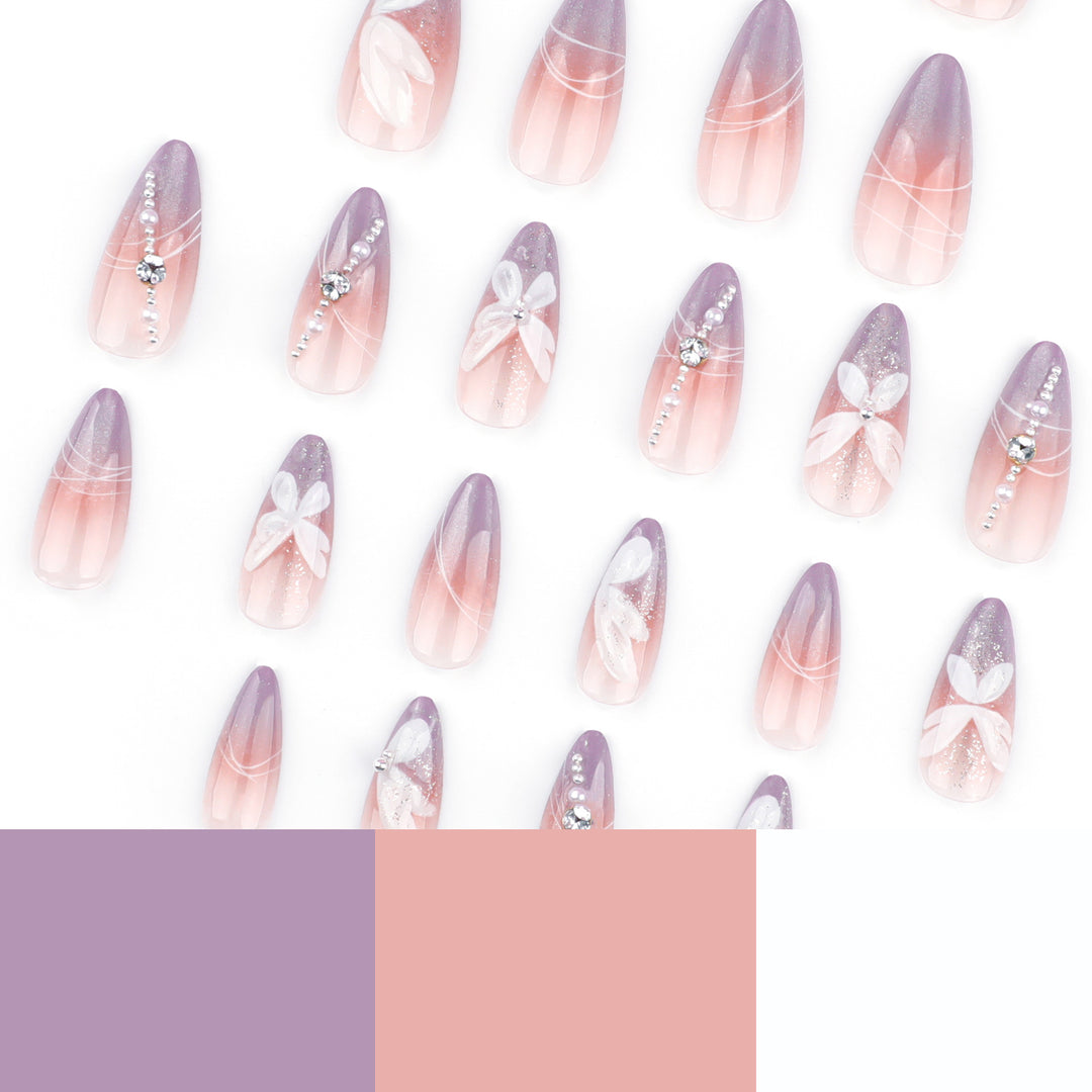 Artful Nail Extensions with Delicate Flower Designs Bowlift