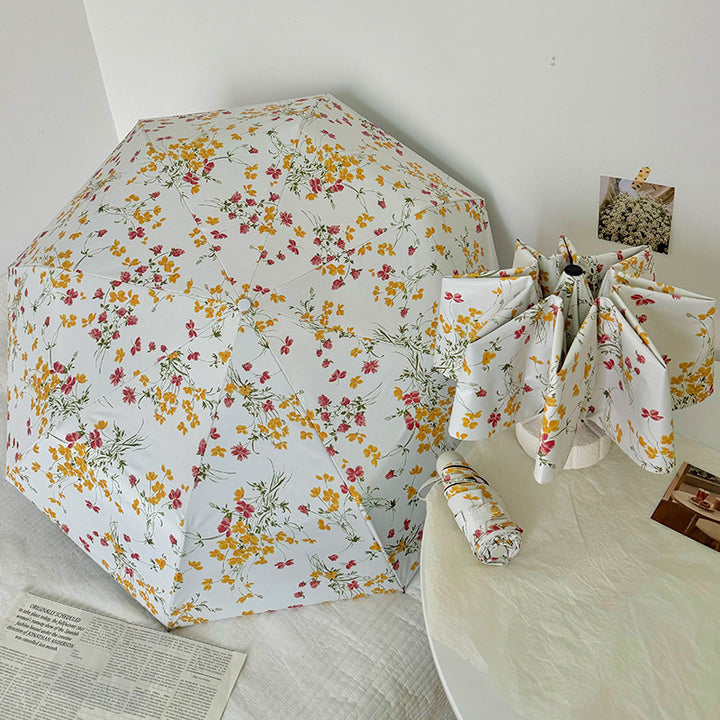 Women Foldable Sunshade with Flower Design Bowlift