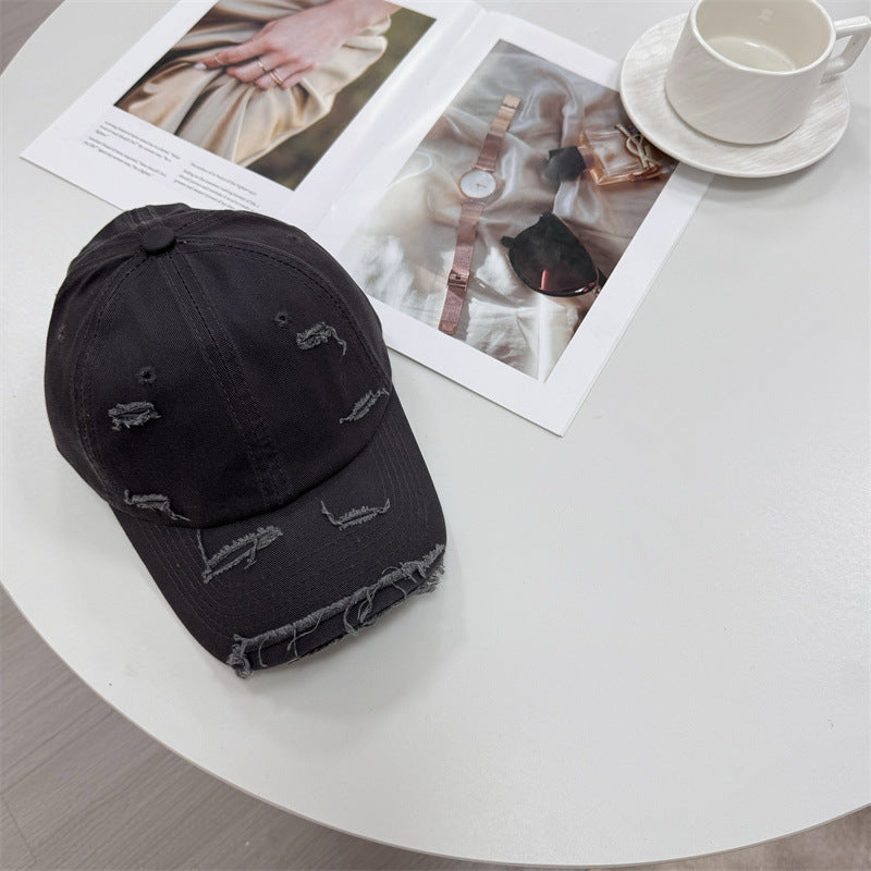 Men's Distressed Vintage-Style Baseball Cap Bowlift