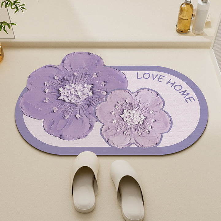 Floral-Themed Non-Slip Bath Mat