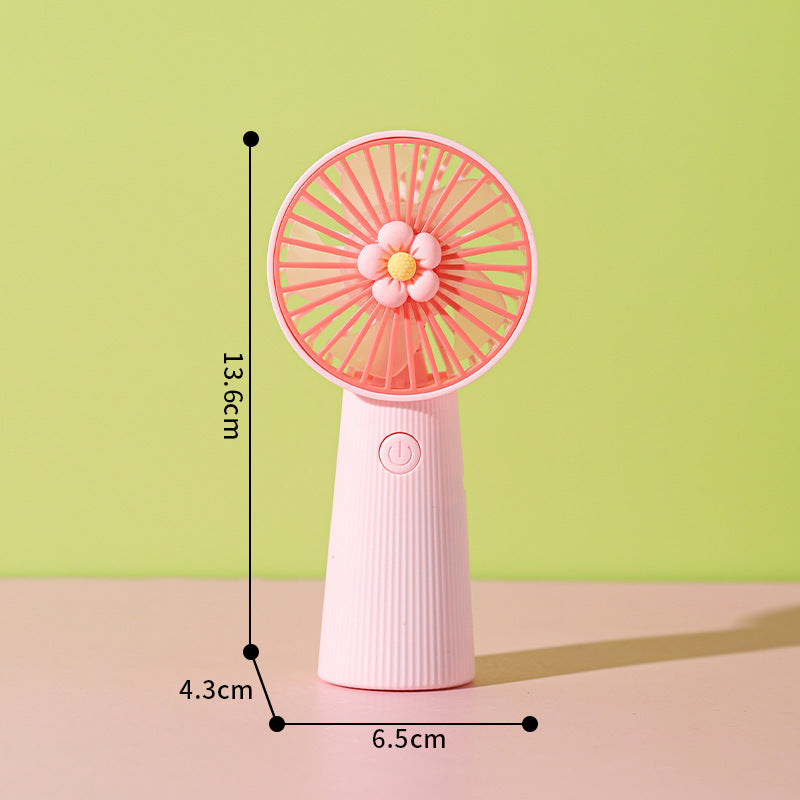 Women's Portable Mini Hand Fan with Floral Pattern Bowlift