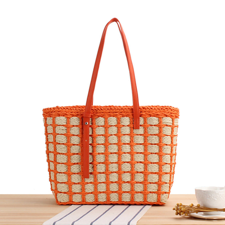 Hand-knotted tote bag made of natural material with elegant leather handles Bowlift