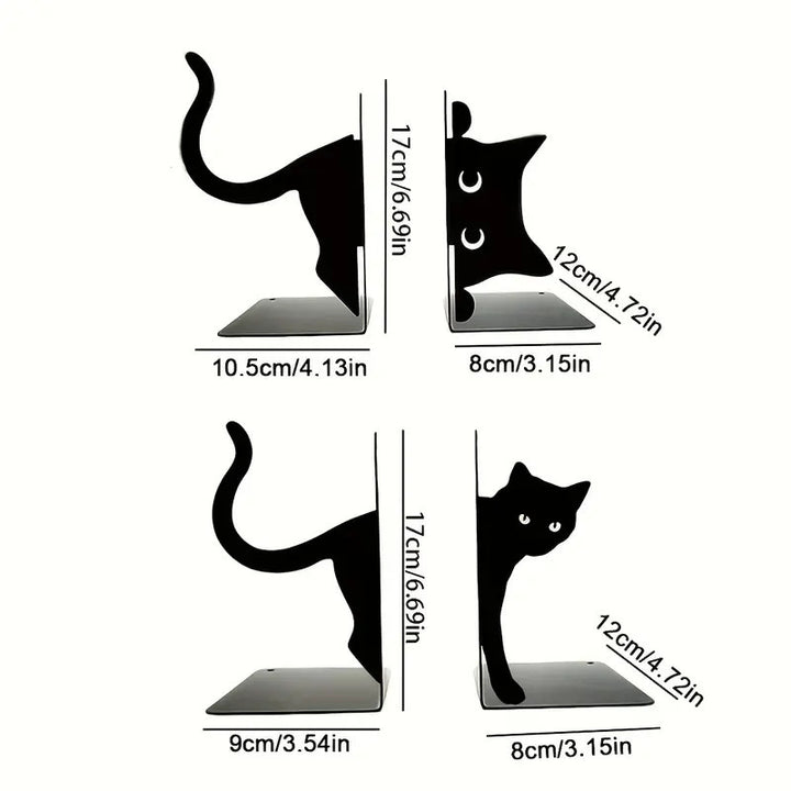 Cat-Shaped Metal Bookends