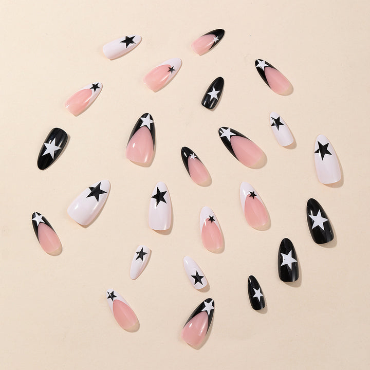 Stylish Star Accent Stiletto Nail Art Bowlift