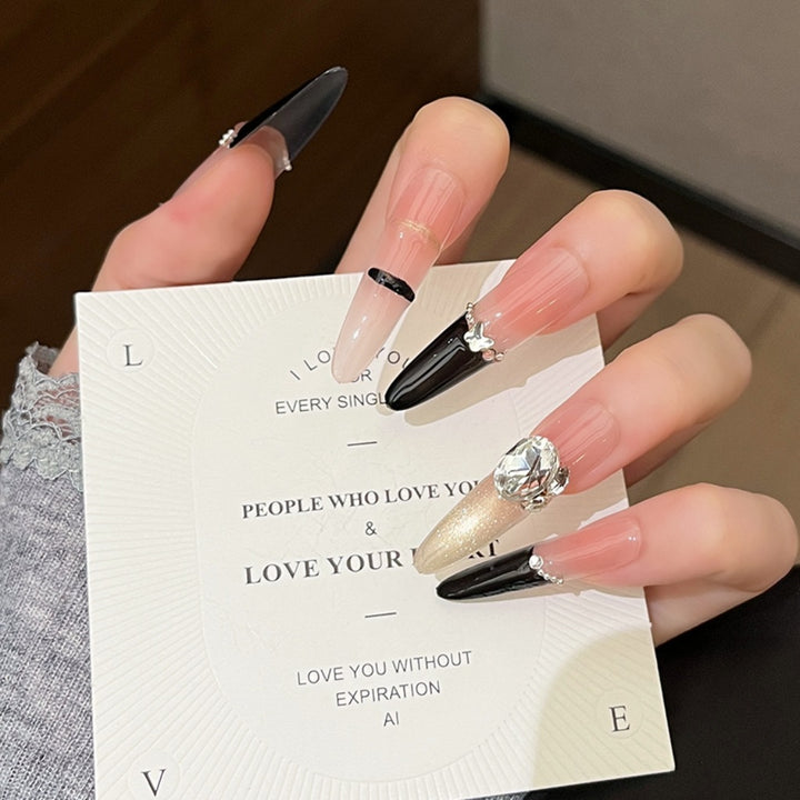Premium Rhinestone-Embellished Press-On Nail Extensions Bowlift