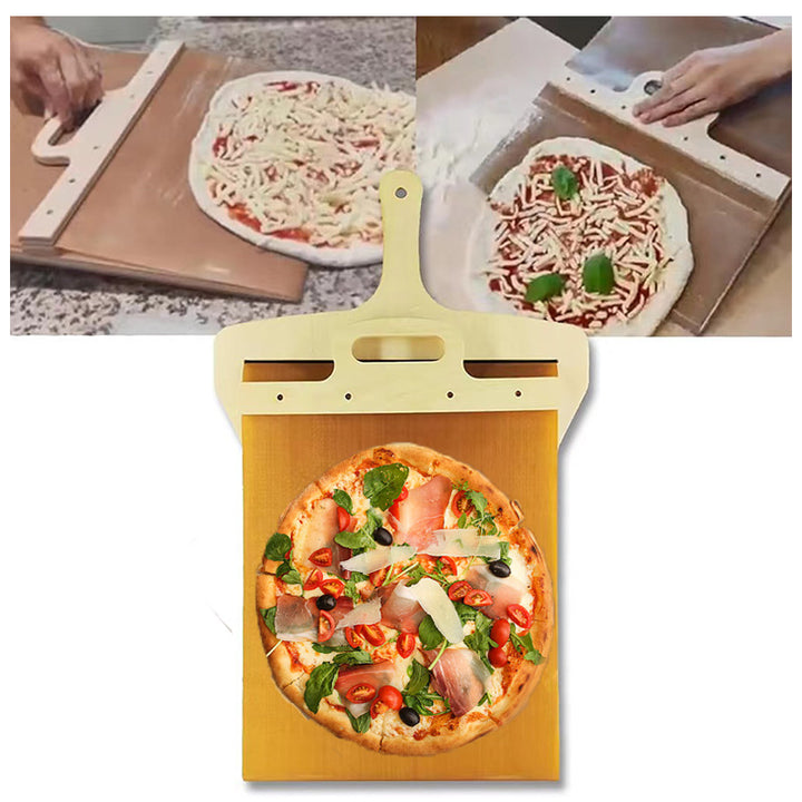 extra-large nonstick perforated stainless steel pizza peel with ergonomic folding handle Bowlift