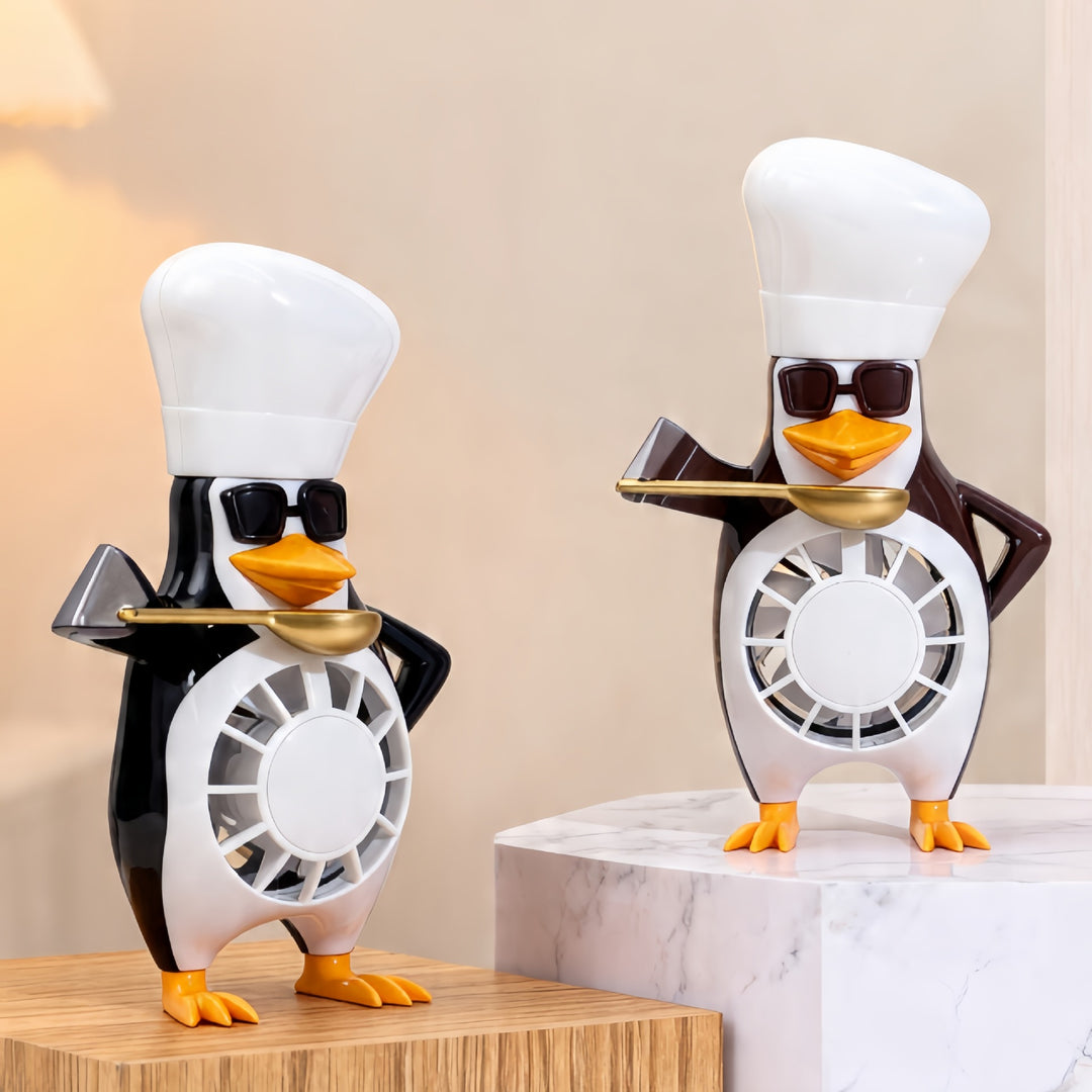 Ladies table fan in modern penguin design Bowlift