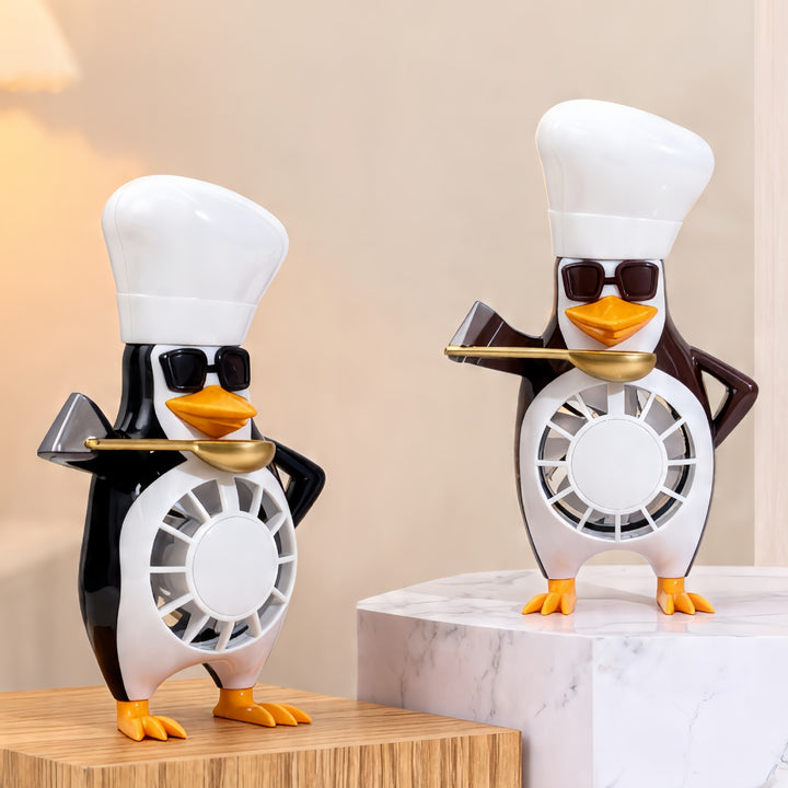 Ladies table fan in modern penguin design Bowlift