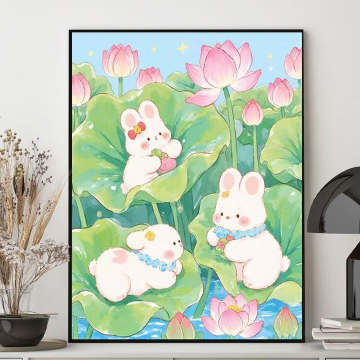 Cute Bunny-Themed Illustration Canvas Art Bowlift