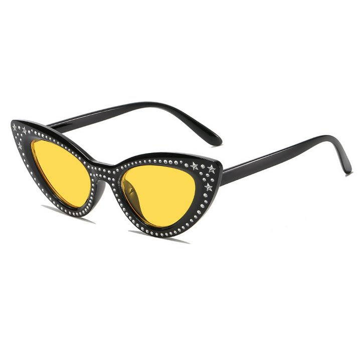 Glamorous Rhinestone-Embellished Cat Eye Sunglasses Bowlift