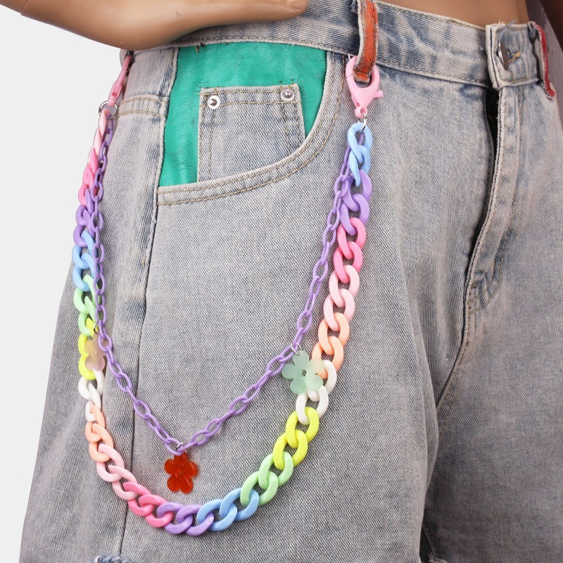 Fashionable chain belt with colorful pendants Bowlift