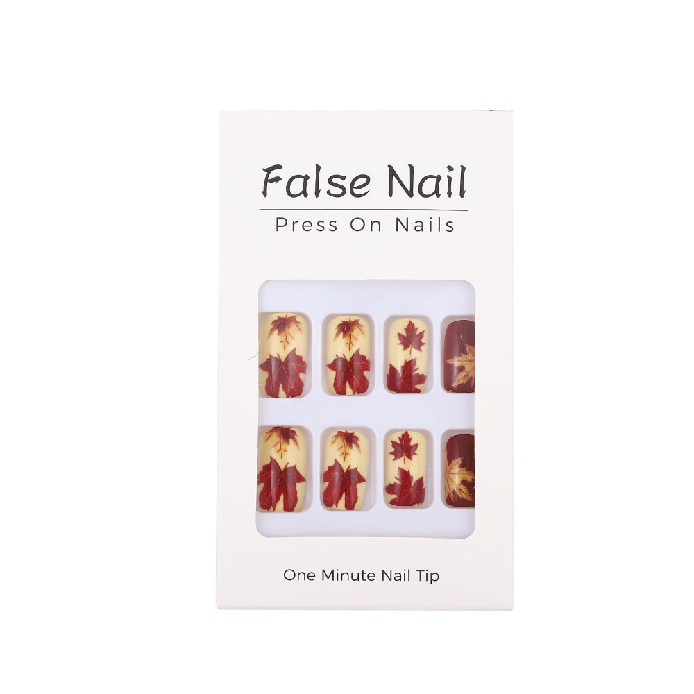 Artificial Nail Set with autumn leaves and various designs Bowlift